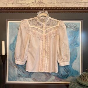 Vintage 1980s Gunne Sax Lace Blouse